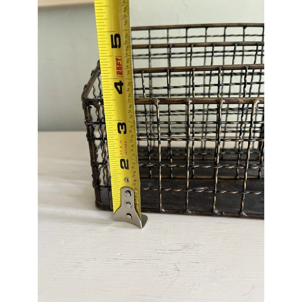 Antique Vintage Wire Desk Organizer Mail Letters Industrial Academia Study Decor